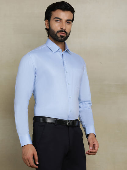 Sky Blue Solid Regular Fit Formal Shirt | JadeBlue