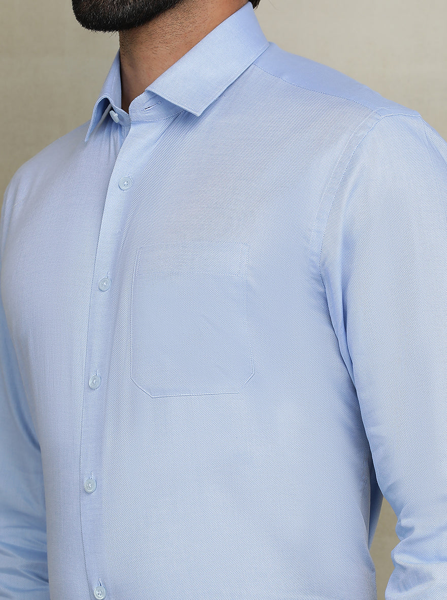 Sky Blue Solid Regular Fit Formal Shirt | JadeBlue
