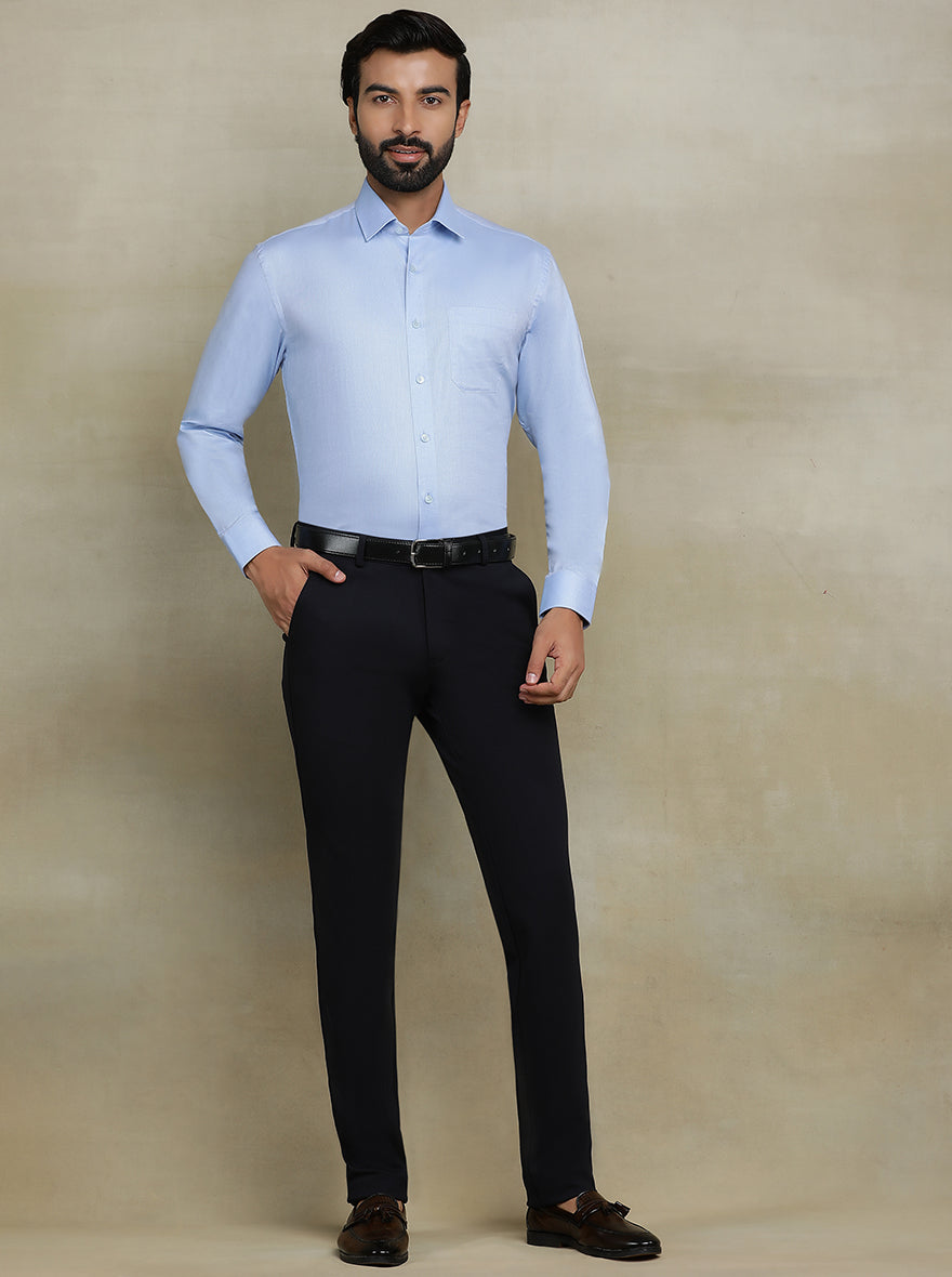 Sky Blue Solid Regular Fit Formal Shirt | JadeBlue