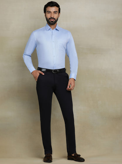 Sky Blue Solid Regular Fit Formal Shirt | JadeBlue