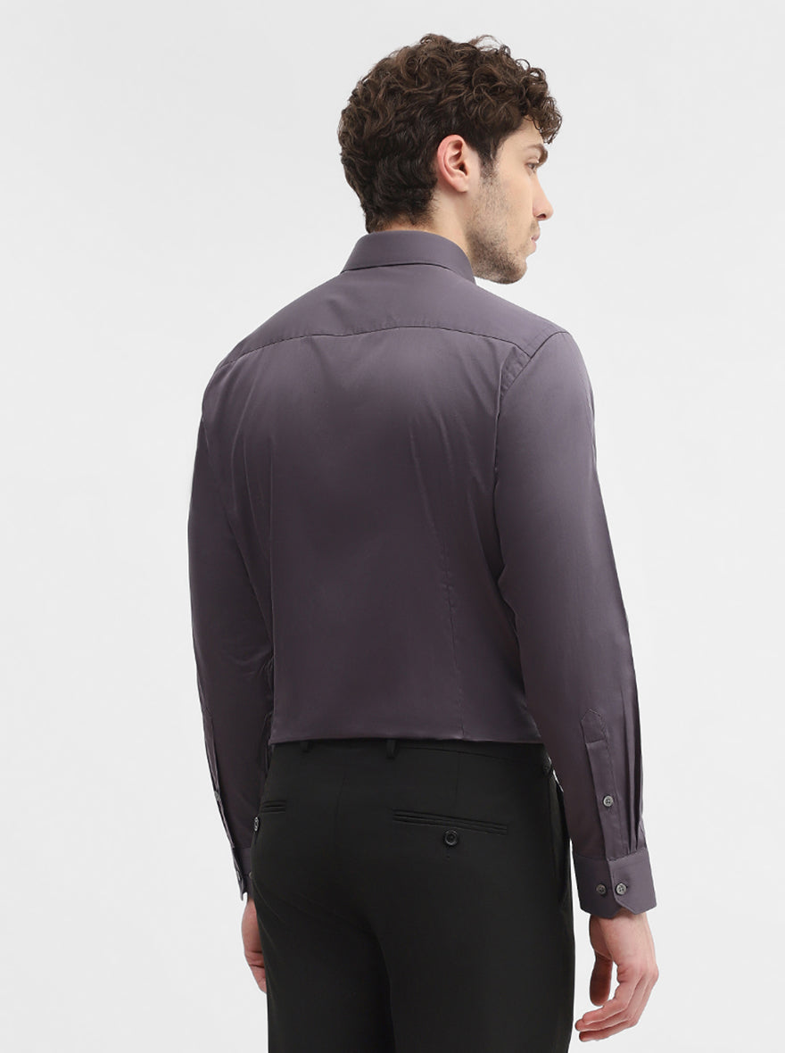 Dark Grey Solid Slim Fit Formal Shirt | Greenfibre