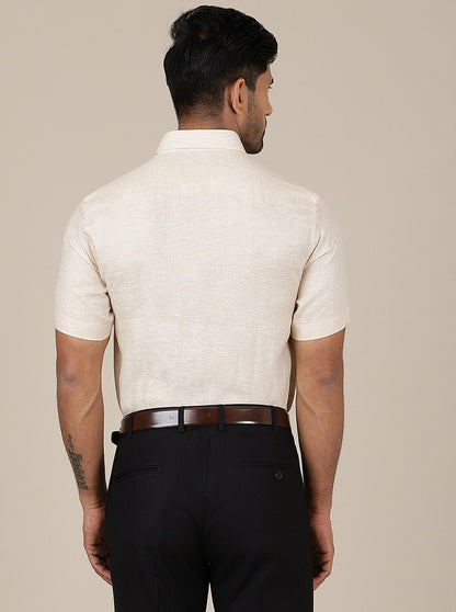 Beige Solid Regular Fit Formal Shirt | JadeBlue