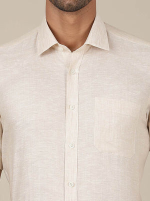 Beige Solid Regular Fit Formal Shirt | JadeBlue