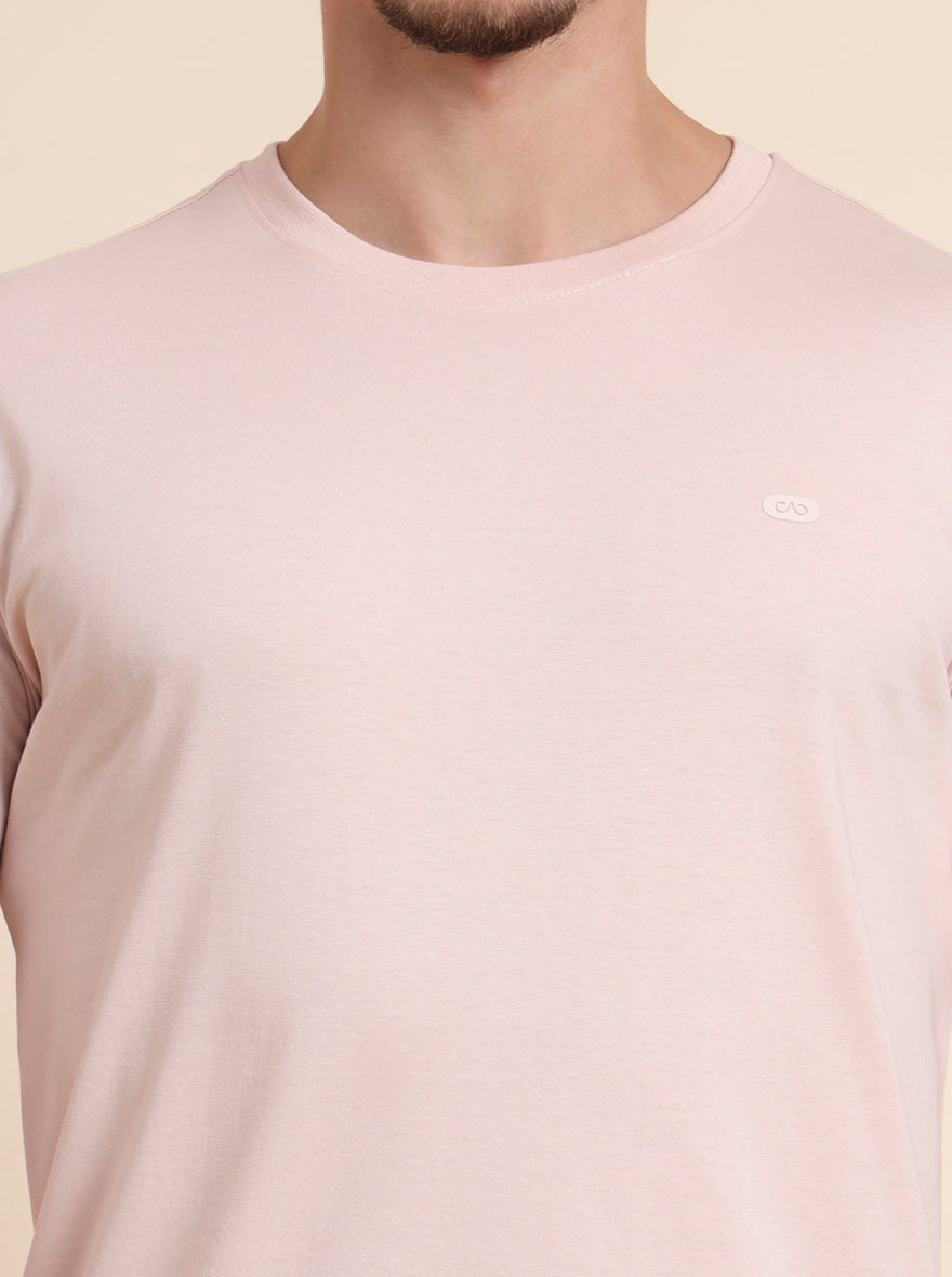 Peach Solid Slim Fit T-Shirt | JadeBlue