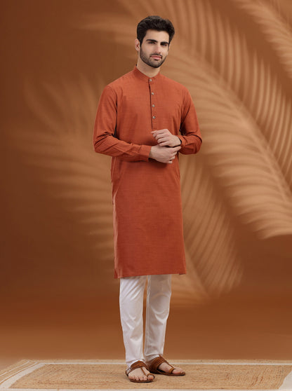 Rust Solid Modi Kurta | JadeBlue