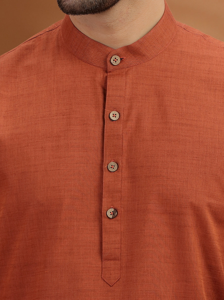Rust Solid Modi Kurta | JadeBlue