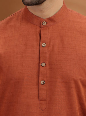 Rust Solid Modi Kurta | JadeBlue
