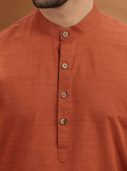 Rust Solid Modi Kurta | JadeBlue
