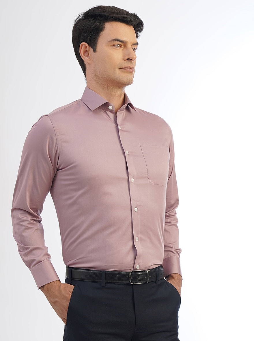 PInk Solid Slim Fit Formal Shirt | Metal