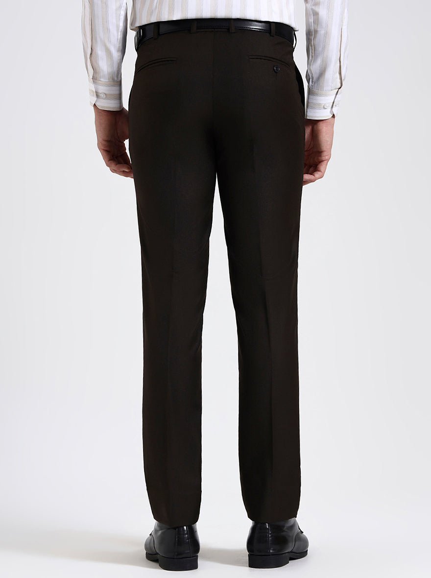 Brown Solid Slim Fit Formal Trouser | JadeBlue Super Luxe