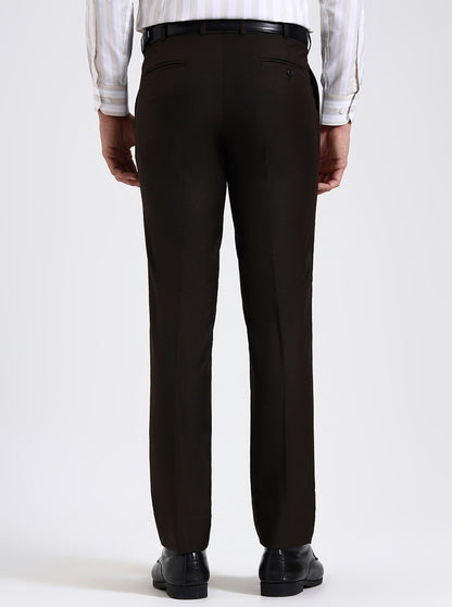 Brown Solid Slim Fit Formal Trouser | JadeBlue Super Luxe