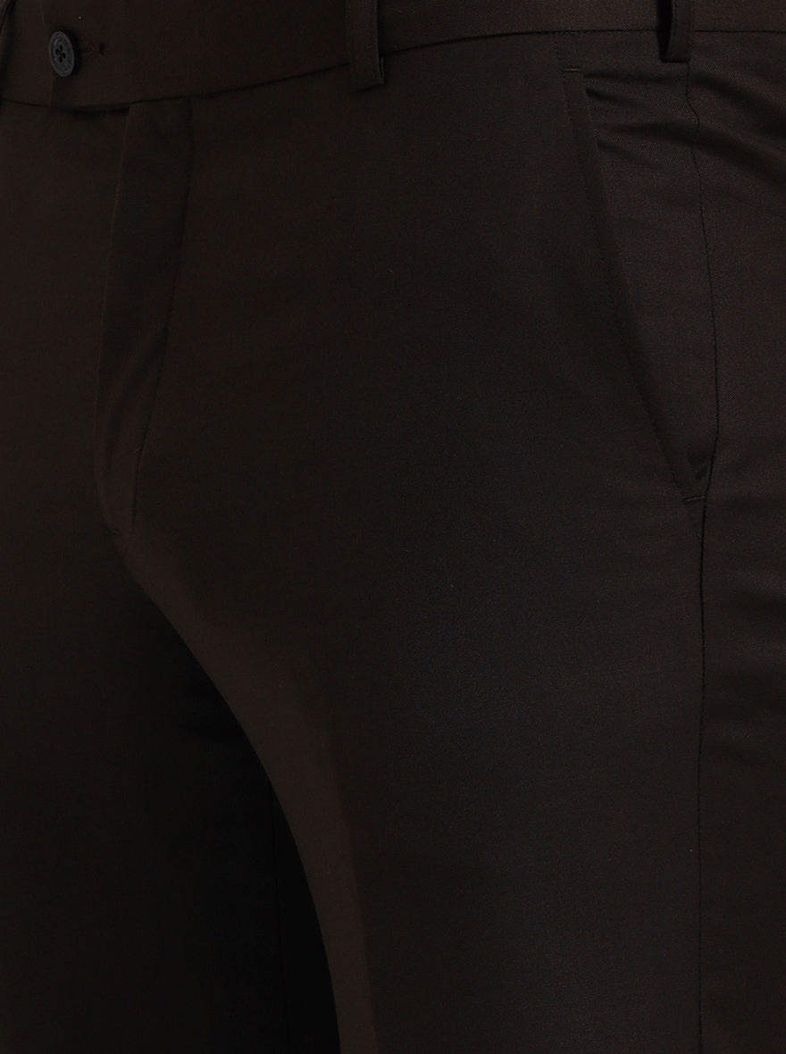 Brown Solid Slim Fit Formal Trouser | JadeBlue Super Luxe