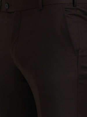 Brown Solid Slim Fit Formal Trouser | JadeBlue Super Luxe