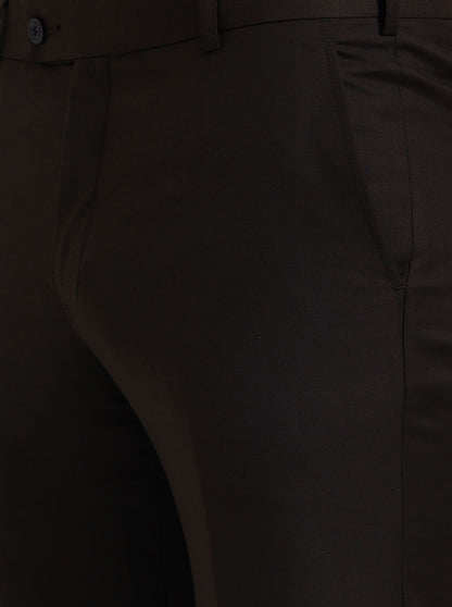 Brown Solid Slim Fit Formal Trouser | JadeBlue Super Luxe