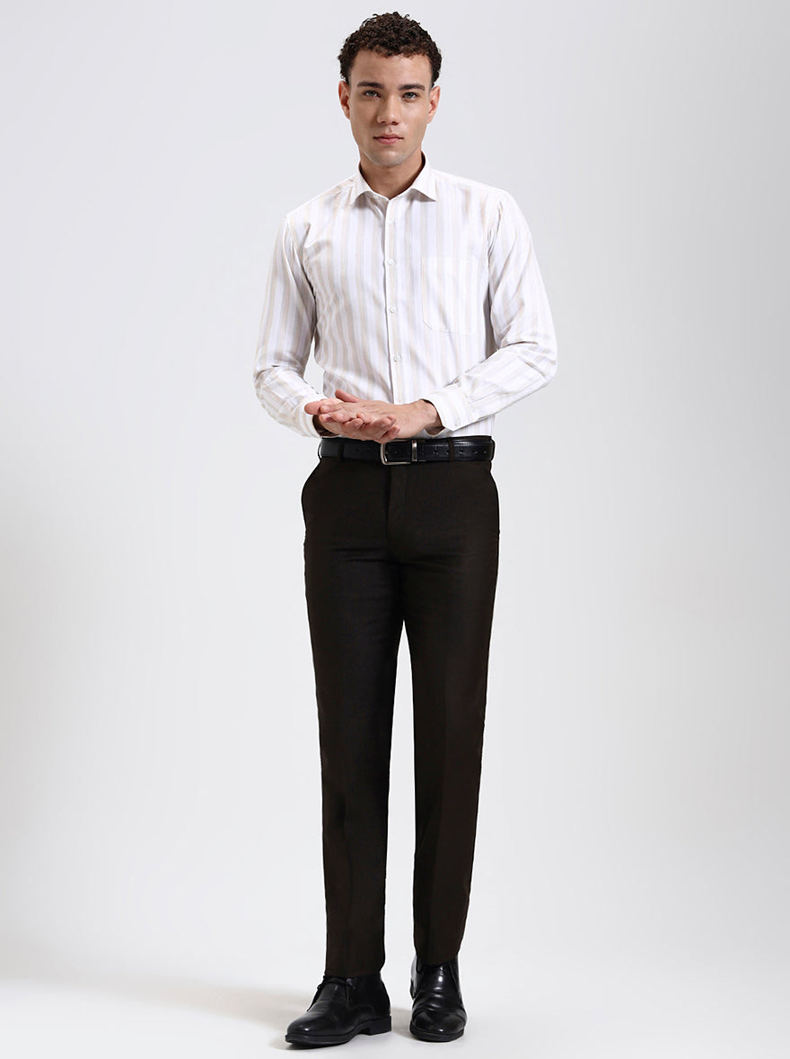 Brown Solid Slim Fit Formal Trouser | JadeBlue Super Luxe