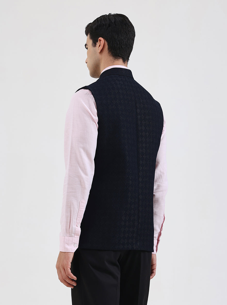 Blue Solid Regular Fit Waistcoat | JB Studio