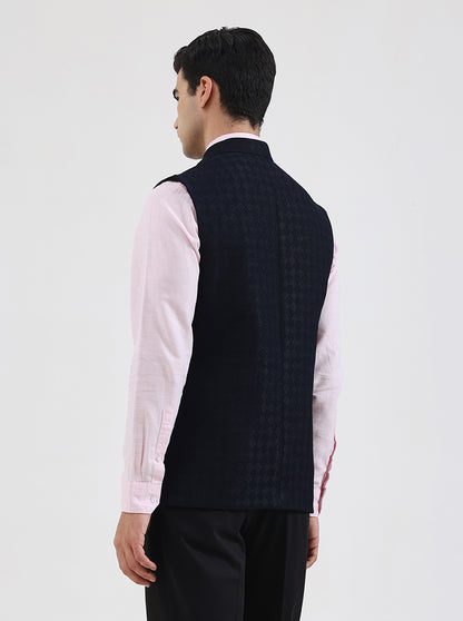Blue Solid Regular Fit Waistcoat | JB Studio
