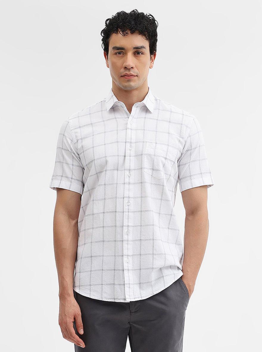 White Checked Smart Fit Semi Casual Shirt | Greenfibre