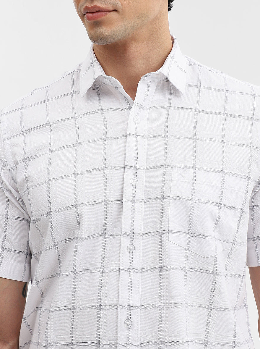 White Checked Smart Fit Semi Casual Shirt | Greenfibre