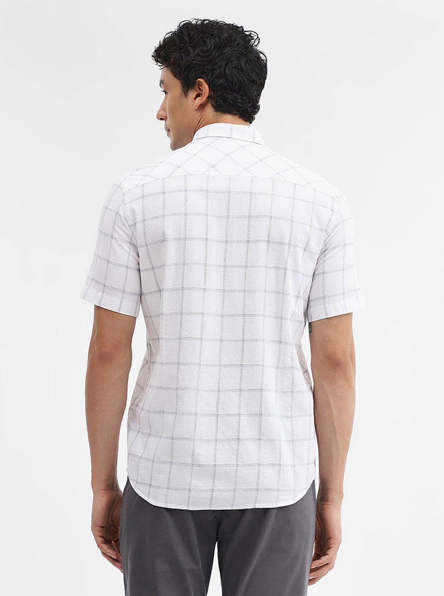 White Checked Smart Fit Semi Casual Shirt | Greenfibre