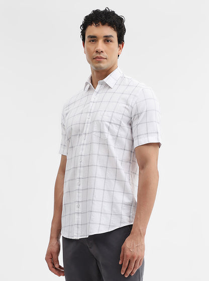 White Checked Smart Fit Semi Casual Shirt | Greenfibre
