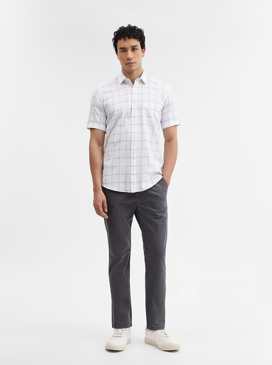 White Checked Smart Fit Semi Casual Shirt | Greenfibre