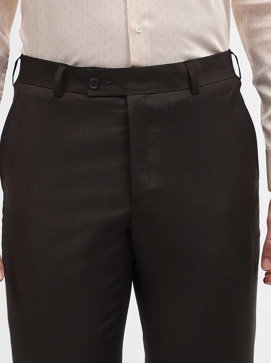 Coffee Solid Slim Fit Formal Trouser | JadeBlue Super Luxe