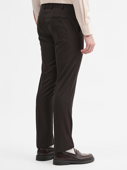 Coffee Solid Slim Fit Formal Trouser | JadeBlue Super Luxe