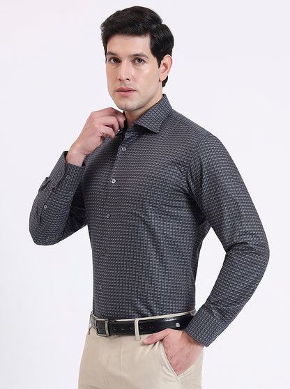 Grey Solid Slim Fit Formal Shirt | JadeBlue Super Luxe
