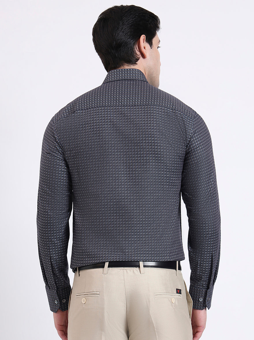 Grey Solid Slim Fit Formal Shirt | JadeBlue Super Luxe