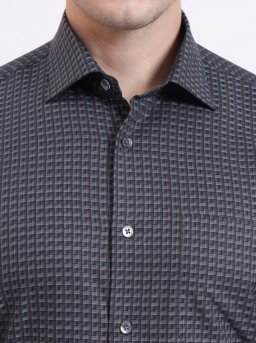 Grey Solid Slim Fit Formal Shirt | JadeBlue Super Luxe