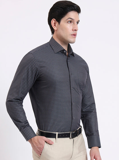 Grey Solid Slim Fit Formal Shirt | JadeBlue Super Luxe