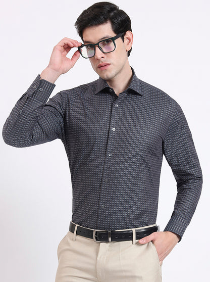 Grey Solid Slim Fit Formal Shirt | JadeBlue Super Luxe