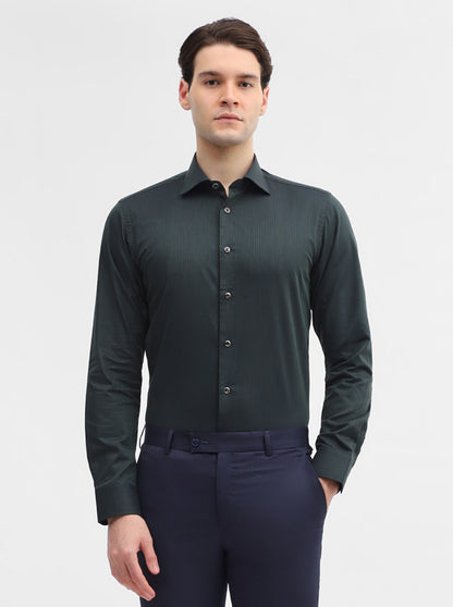Green Striped Slim Fit Party Wear Shirt | Wyre