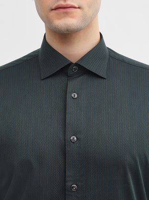 Green Striped Slim Fit Party Wear Shirt | Wyre