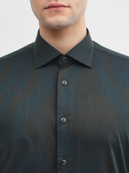 Green Striped Slim Fit Party Wear Shirt | Wyre
