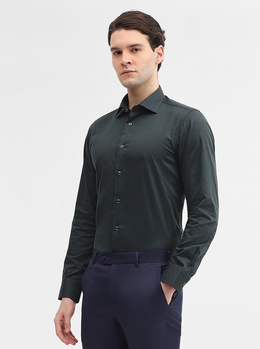 Green Striped Slim Fit Party Wear Shirt | Wyre