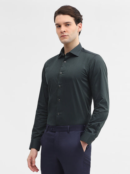 Green Striped Slim Fit Party Wear Shirt | Wyre