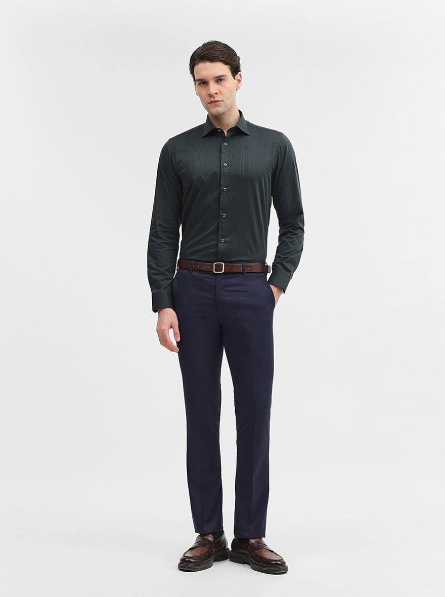 Green Striped Slim Fit Party Wear Shirt | Wyre
