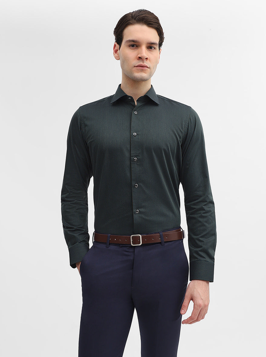 Green Striped Slim Fit Party Wear Shirt | Wyre