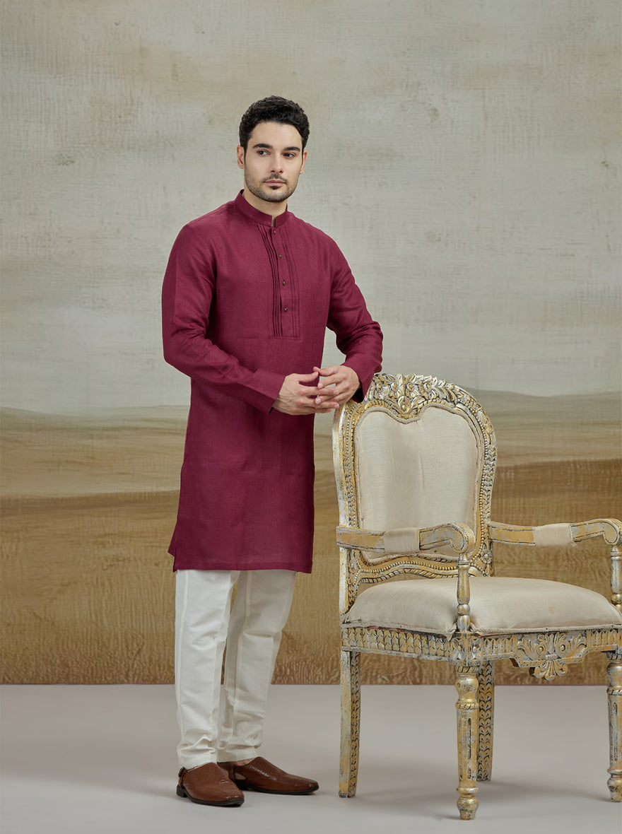 Wine Solid Kurta | TULA