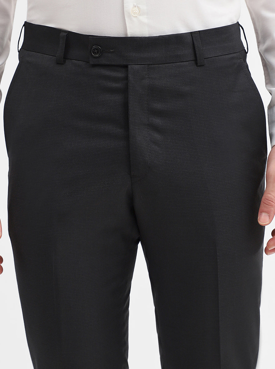Dark Grey Solid Slim Fit Formal Trouser | JadeBlue Super Luxe
