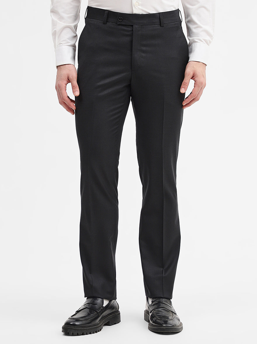 Dark Grey Solid Slim Fit Formal Trouser | JadeBlue Super Luxe