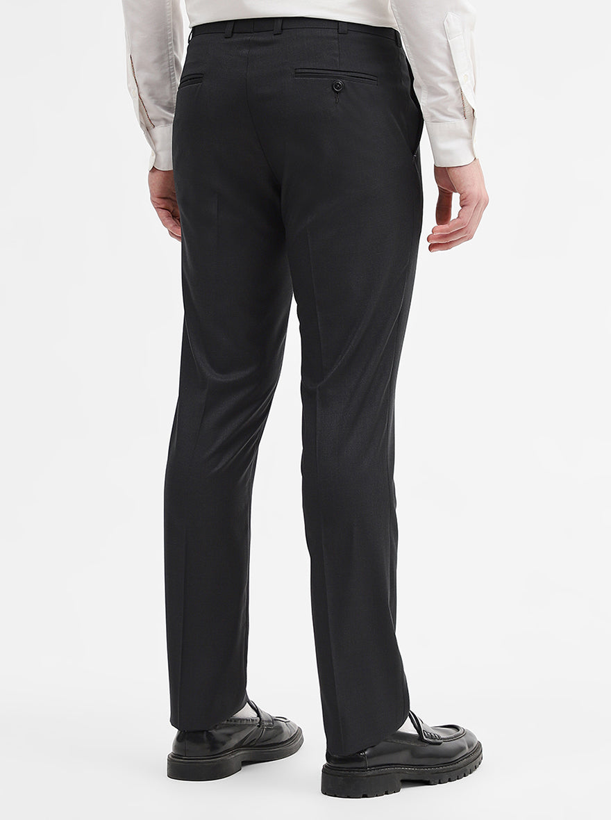 Dark Grey Solid Slim Fit Formal Trouser | JadeBlue Super Luxe