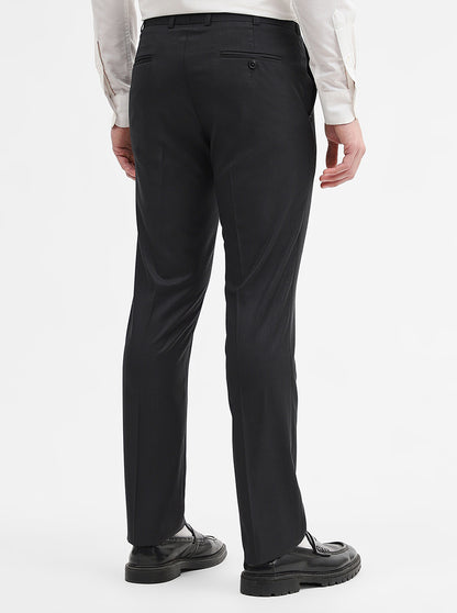 Dark Grey Solid Slim Fit Formal Trouser | JadeBlue Super Luxe