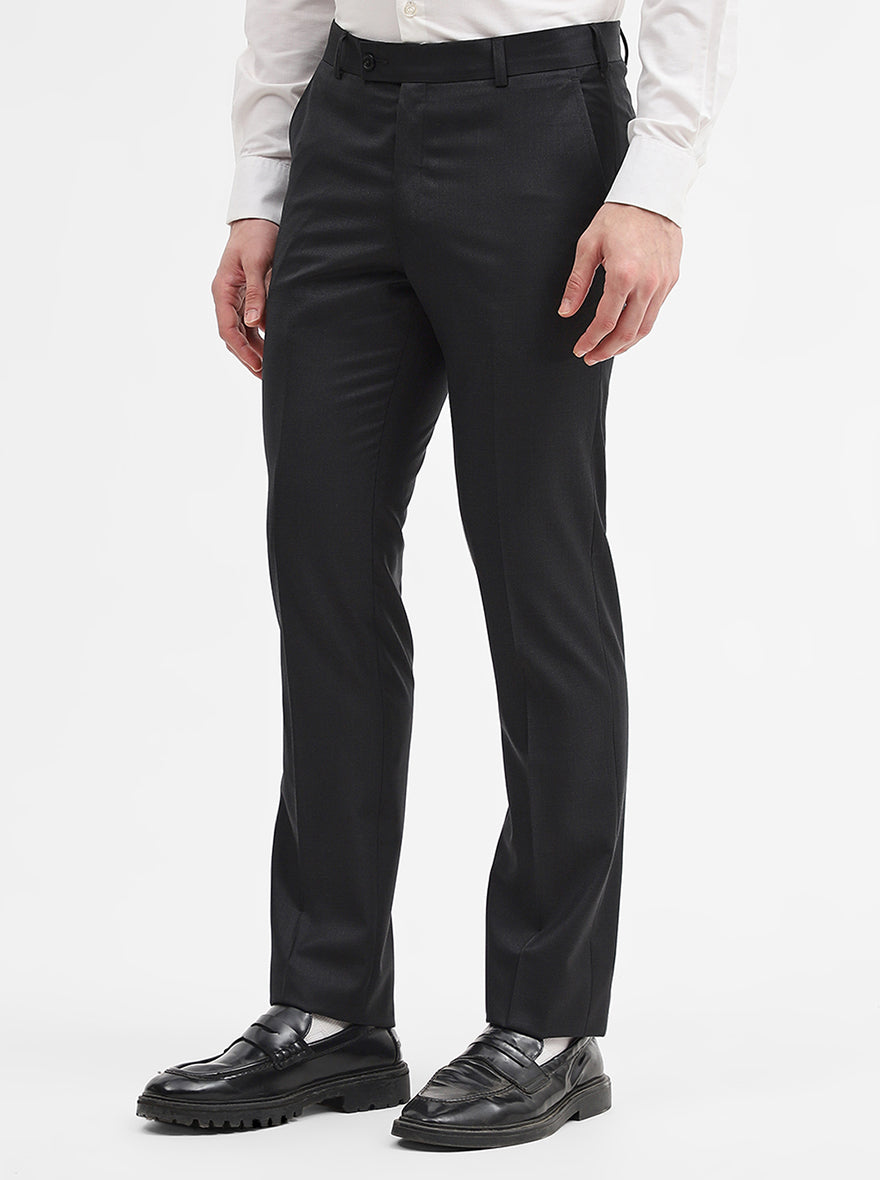 Dark Grey Solid Slim Fit Formal Trouser | JadeBlue Super Luxe