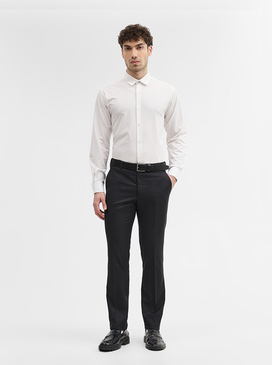 Dark Grey Solid Slim Fit Formal Trouser | JadeBlue Super Luxe