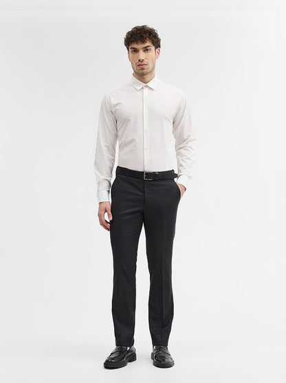 Dark Grey Solid Slim Fit Formal Trouser | JadeBlue Super Luxe