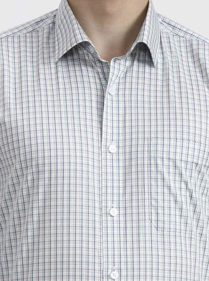 Sky Blue Checked Regular Fit Formal Shirt | JadeBlue