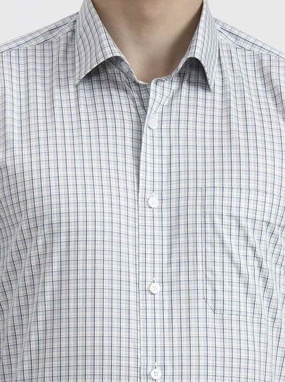 Sky Blue Checked Regular Fit Formal Shirt | JadeBlue